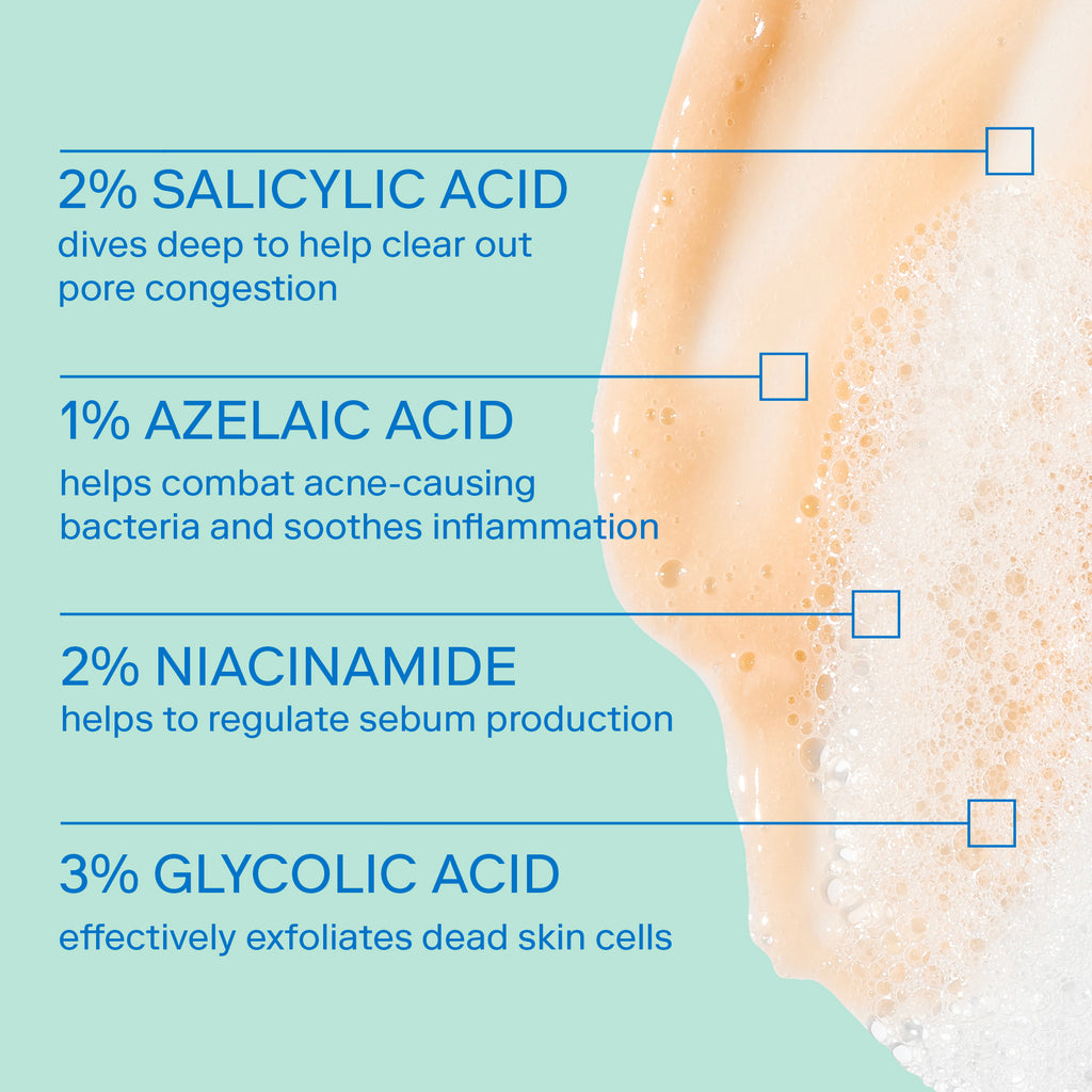 Acne+ Azelaic Acid BHA/AHA Cleanser ingrediants