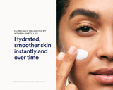 A person applying Skinfix Ceramide Prime Whipped Cream to their cheek, alongside text reading: Clinically validated by a third-party lab — Hydrated, smoother skin instantly and over time.
