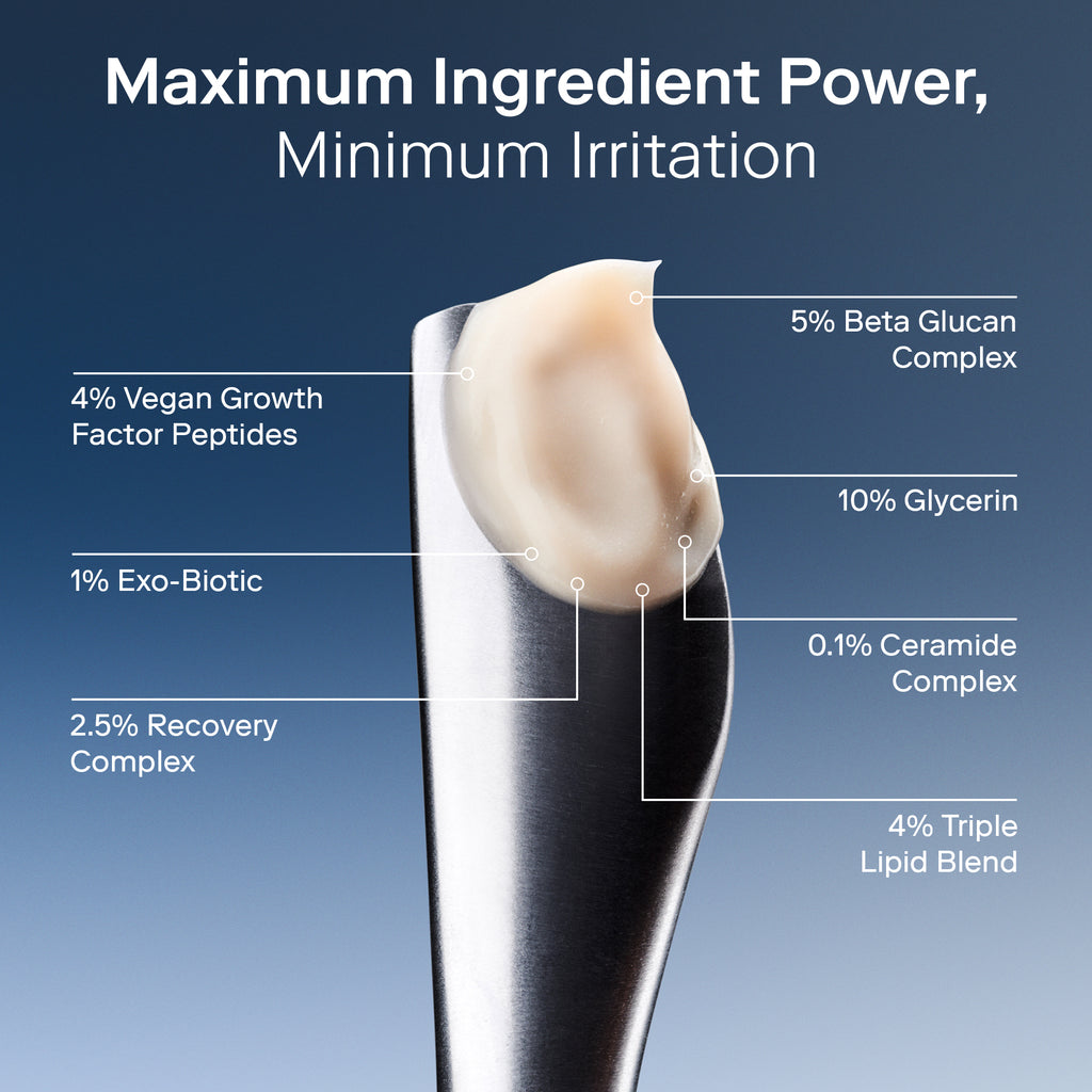 Image showing silver spatula with cream colored texture of Skinfix Exo + Ectoin Intensive Repair Baume.