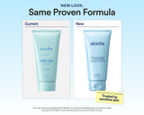 Side-by-side packaging comparison of current and new Skinfix Gentle Gel Ceramide + Ectoin Cleanser, with text reading: New Look, Same Proven Formula. You may receive packaging that reflects our previous branding as we reduce waste during this transition — but rest assured, the product inside is fresh.