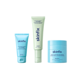 Skinfix Hydrating Foaming Oil Cleanser Mini, Hypochlorous Daily Mist, and Triple Lipid-Peptide Cream on transparent background.