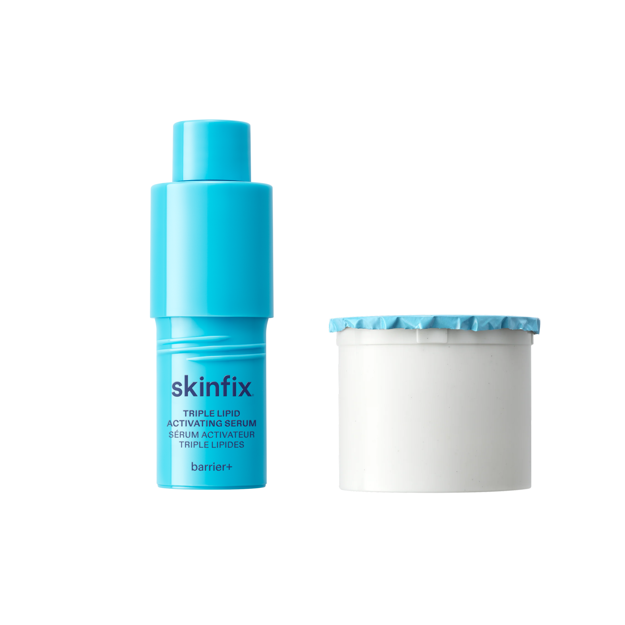 Skinfix Triple Lipid Activating Serum Refill and Triple Lipid-Peptide Cream Refill on transparent background.