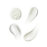 Four skincare textures on a transparent background – cleanser, serum, eye cream and moisturizer.